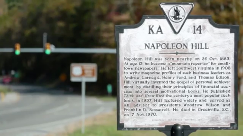 Virginia State Historical Society roadside marker for Napoleon Hill (YouTube)